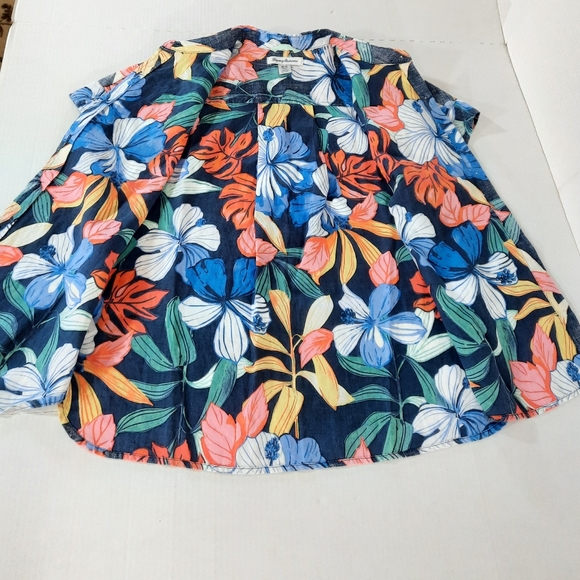 Tommy Bahama Linen Floral Hawaiian Shirt WOMEN MEDIUM - Picture 3 of 11